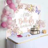 Aperturee - Aperturee Floral Autumn Butterfly Vibe Baby Shower Backdrop